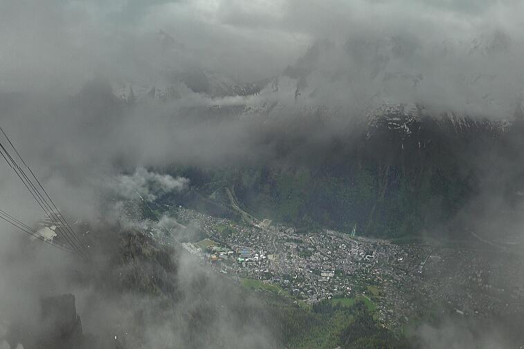Awesome webcam view of the Chamonix valley from the top of the Brevent (2525 metres).  You can see the whole of Chamonix town, the Brevent ski area, and the Mont Blanc range.