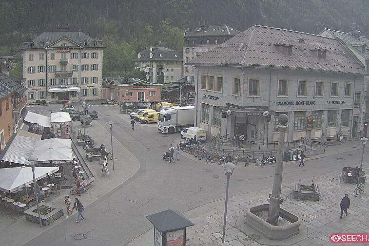 Webcam view of the Place Balmat, in the centre of Chamonix town