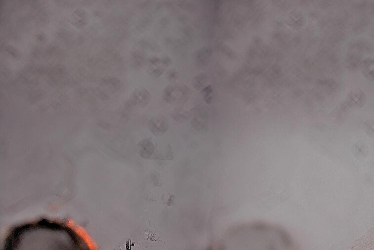 Birds-eye webcam view of conditions on the pistes above Courchevel 1650. The top station of the Ariondaz cable car is visible on the left-hand side of the shot.