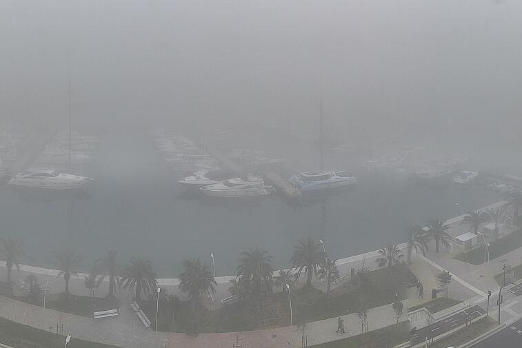 Webcam view of Palma de Mallorca marina, which caters to boats of all shapes and sizes. The cathedral La Seu can be seen in the distance. In the foreground is the Avinguda de Gabriel Roca.