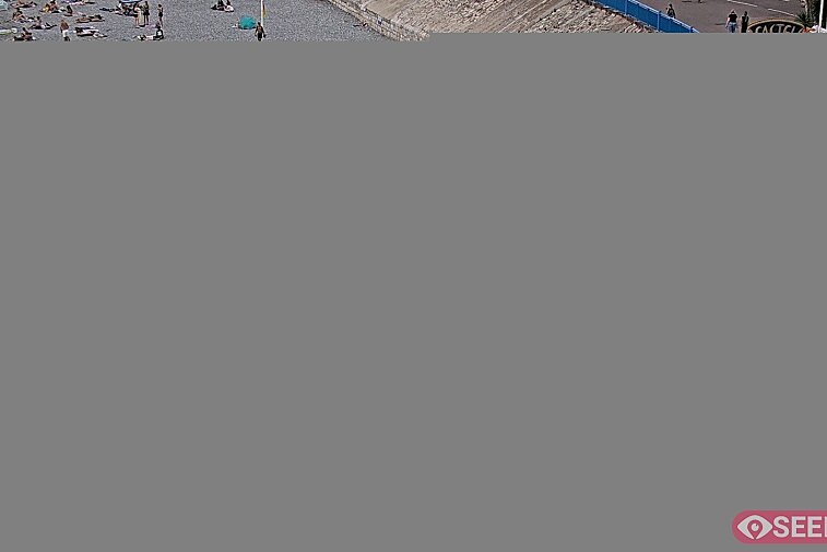 Webcam view of the Castel beach and club on the eastern-most side of the Promenade des Anglais and nestled under the Parc du Chateau, in Nice, France