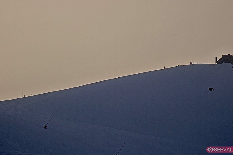 A view of the ski area at the top of La Daille, near the Tommeuses chairlift