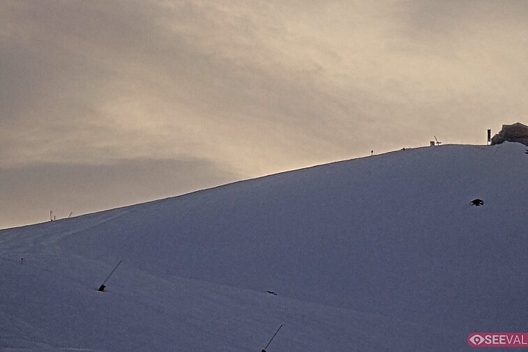 A view of the ski area at the top of La Daille, near the Tommeuses chairlift