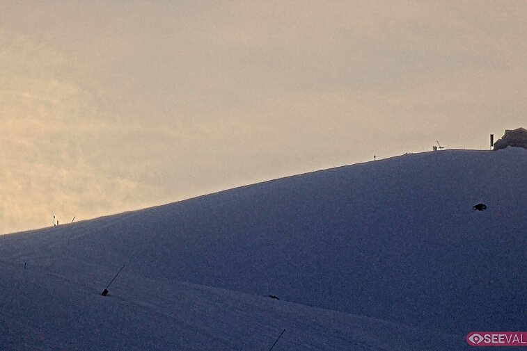A view of the ski area at the top of La Daille, near the Tommeuses chairlift