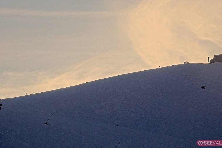 A view of the ski area at the top of La Daille, near the Tommeuses chairlift