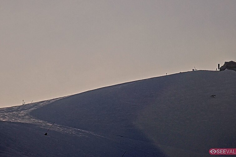 A view of the ski area at the top of La Daille, near the Tommeuses chairlift