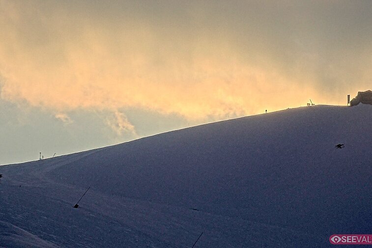 A view of the ski area at the top of La Daille, near the Tommeuses chairlift