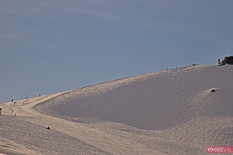 A view of the ski area at the top of La Daille, near the Tommeuses chairlift