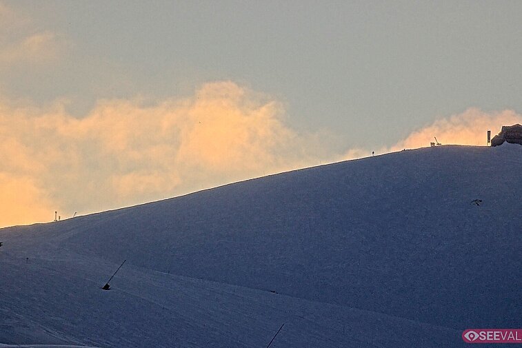 A view of the ski area at the top of La Daille, near the Tommeuses chairlift