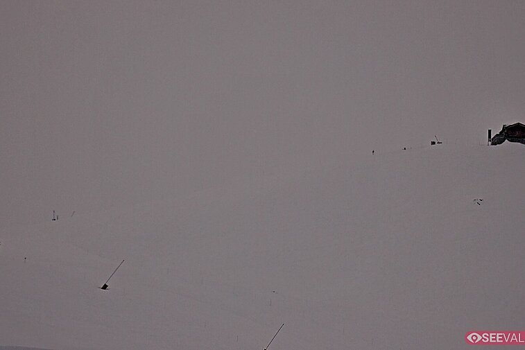 A view of the ski area at the top of La Daille, near the Tommeuses chairlift