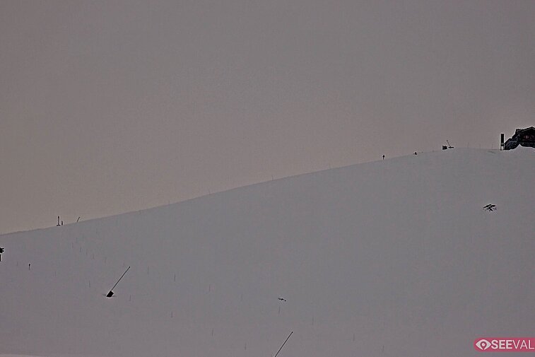 A view of the ski area at the top of La Daille, near the Tommeuses chairlift