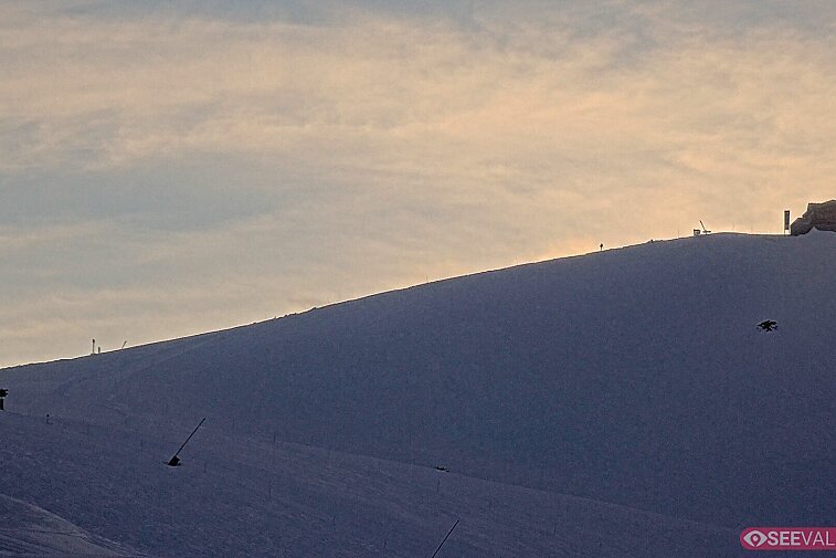 A view of the ski area at the top of La Daille, near the Tommeuses chairlift