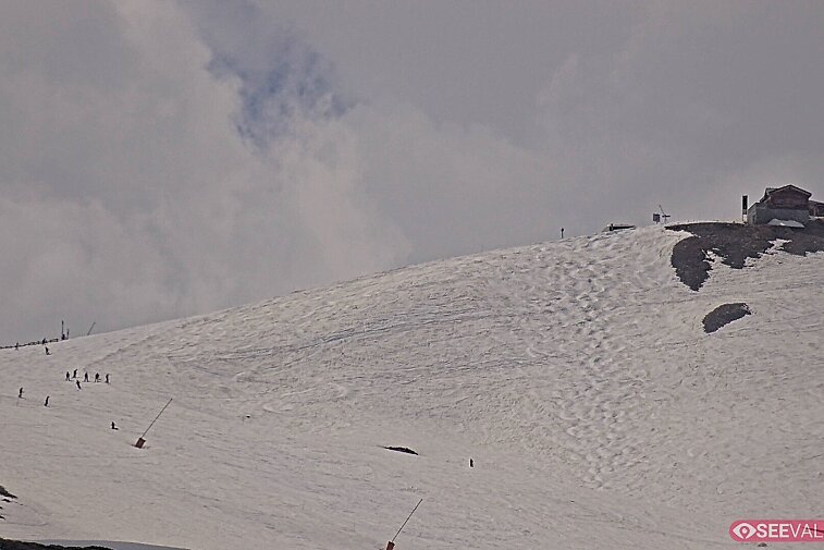 A view of the ski area at the top of La Daille, near the Tommeuses chairlift