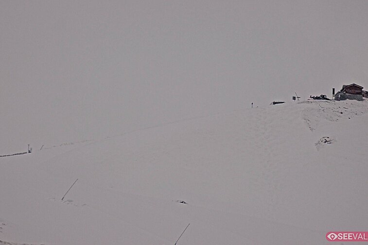 A view of the ski area at the top of La Daille, near the Tommeuses chairlift